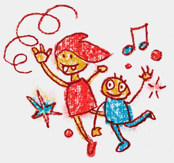 Illustration Motivation, tanzende Kinder, Musik